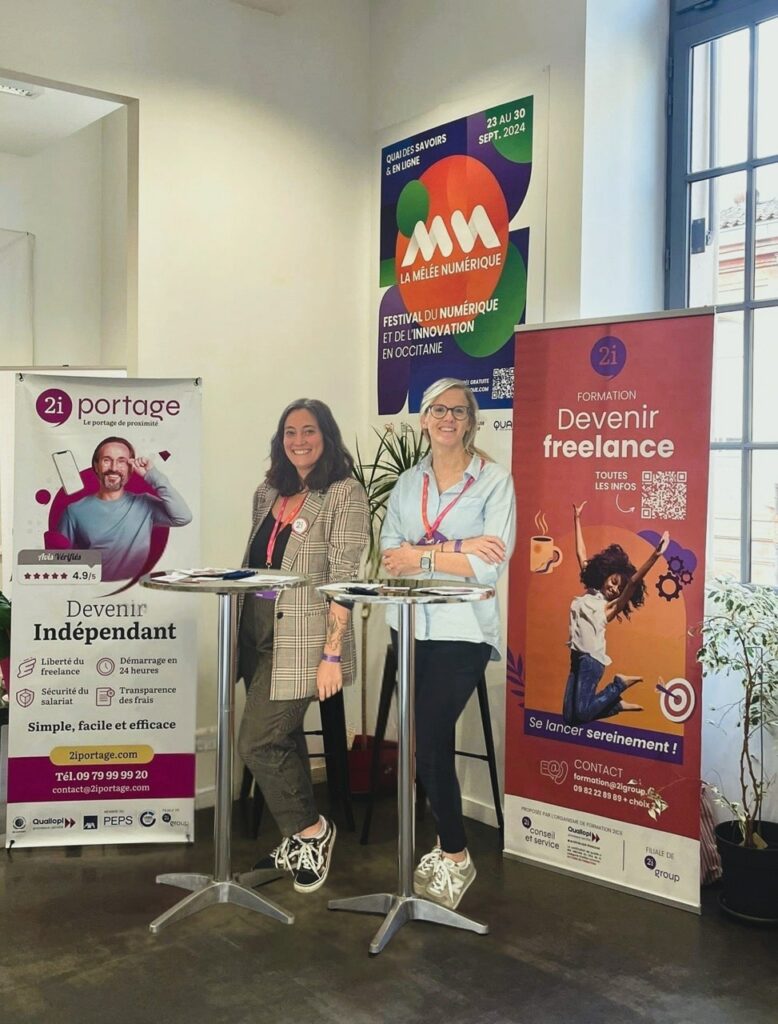 Carole Goldschmidt et Marine Thuilliez, représentantes de 2i Portage, à la Mêlée Numérique 2025.