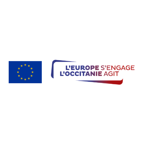 "Logo de l’Union européenne et de l’initiative « L’Europe s’engage, l’Occitanie agit »